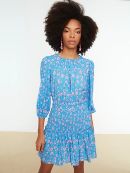 Платье короткое летнее женское Trendyol TWOSS22EL0071 34 Blue (8683045711555)