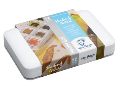 Набір акварелі Van Gogh 12 кюветів, кисть Pocket box SHADES OF NATURE пластик