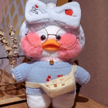 Мягкая Игрушка "Утка в очках Lalafanfan" 30см Белый