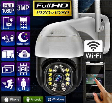 Уличная IP WIFI 3Mp IP66 камера видеонаблюдения C18 TUYA в режиме реального времени с удаленным доступом онлайн