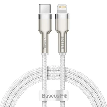 Кабель Baseus Cafule Series Metal USB-C to Lightning PD 20W 1m White (CATLJK-A02)