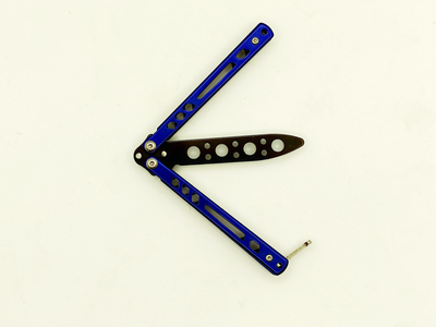 Подростковый детский безопасный тренировочный мини балисонг нож бабочка для трюков и флиппинга синий 964