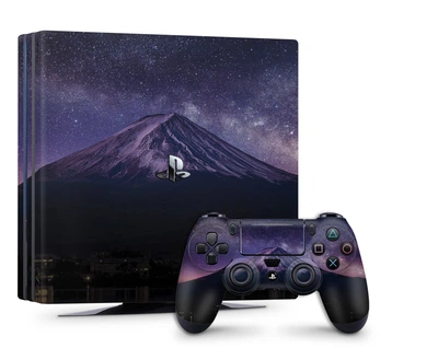 Виниловая наклейка на Playstation 4 Pro консоль и контроллер гора ночь, арт.7010230