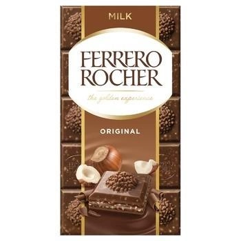 Шоколад Ferrero Rocher молочный с лесным орехом, 90 г