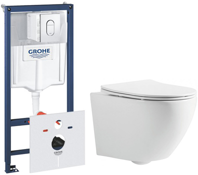 Інсталяція GROHE Rapid SL 38929000 з панеллю змиву Arena Cosmopolitan хром + унітаз DEVIT Universal 3020162 із сидінням Soft Close дюропласт