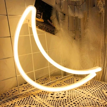 Настенный неоновый светильник ночник Side Луна желтый