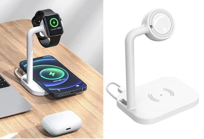 Док-станция JYD 2в1 Wireless charger|15W Max, Phone/Apple-Android Watch white