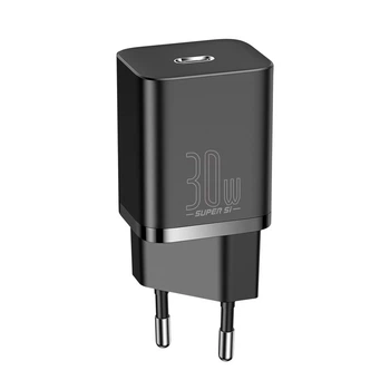 Сетевое зарядное устройство BASEUS Super Si quick charger |1Type-C, 3A/30W, PD/QC| адаптер с быстрой зарядкой Black (CCSUP-J01)
