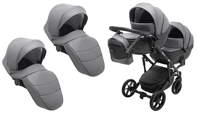 Коляска 2 в 1 для двойни Bair Next DUO ECO 25 графит