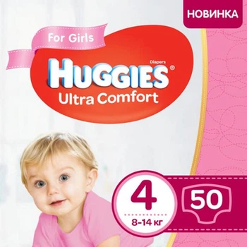 Подгузник Huggies Ultra Comfort 4 Jumbo для девочек (8-14 кг) 50 шт (5029053565378)