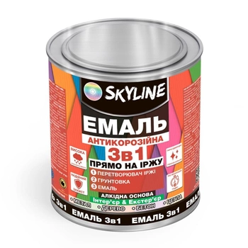 Эмаль алкидная 3 в 1 по ржавчине антикоррозионная «Skyline» Черный 0.9 кг