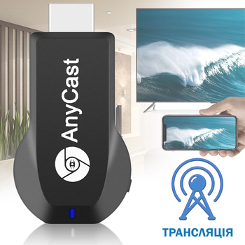 Медиаплеер адаптер AnycastPLUS Черный беспроводной приемник для трансляции экрана смартфона планшета на телевизор ретранслятор Wi-Fi