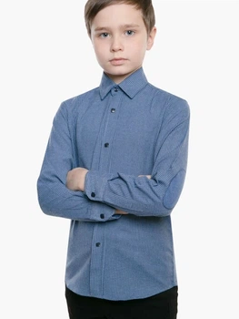 Сорочка для хлопчика тепла кашемірова в клітинку Brostem 1LBD11+8dl** 158-164 см світло-блакитна