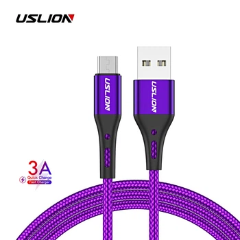 Кабель microUSB - USB (1m) провод быстрой зарядки для телефона USLION US0124 Purple