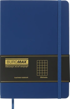 Блокнот деловой Buromax Touch Me A5 в клетку 96 листов обложка из искусственной кожи Синий (BM.295102-02)