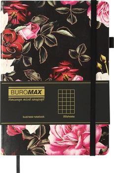 Блокнот деловой Buromax Cherie A5 в клетку 96 листов обложка из искусственной кожи Черный (BM.295105-01)
