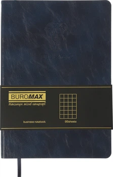 Блокнот деловой Buromax Bellagio A5 в клетку 96 листов обложка из искусственной кожи Синий (BM.295118-02)