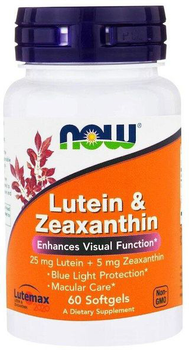 Для зрения и здоровья глаз Lutein and Zeaxanthin добавка NOW Foods 60 мягких капсул (733739030641)