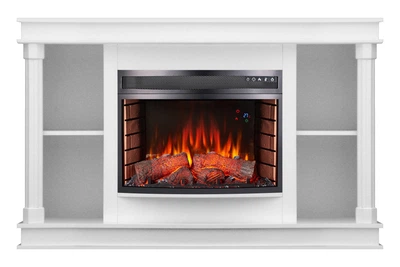 Каминокомплект под ТВ ArtiFlame Brittany Panoramic с 3D эффектом пламени, обогревом и звуком горения огня Белый