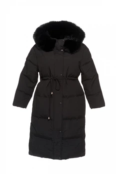 Подовжений Теплий Пальто-Пуховик з зйомним хутром XS-360 L Black