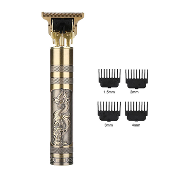 Профессиональная окантовочная машинка для стрижки Vintage T9 Trimmer Professional Золотой Дракон аккумуляторная 5 Вт ножи из легированной стали USB зарядка (49096)