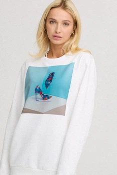 Світшот жіночий oversize /no flis/ M Білий (BSWW30014)