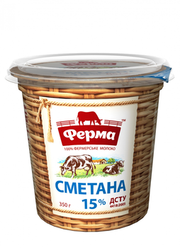 Сметана 15% Ферма стакан 350г