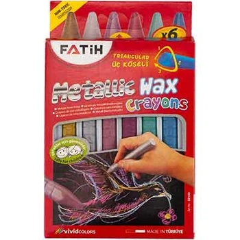 Мел восковой 6цв Metallic wax crayons FATIH 50180