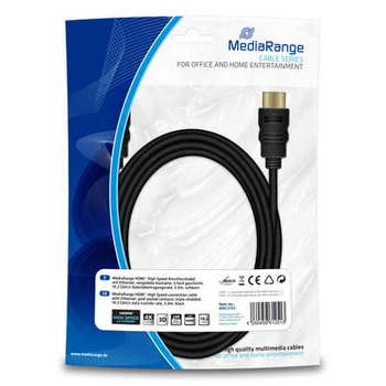 Кабель для монитора MediaRange HDMI с Ethernet, золотые контакты, 10.2 Гбит/сек, 3.0 м (MRCS155)