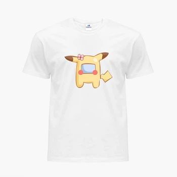Дитяча футболка Амонг Ас Покемон Пікачу (Among Us Pokemon Pikachu) (9224-2419) 134-140 см Бавовна Білий