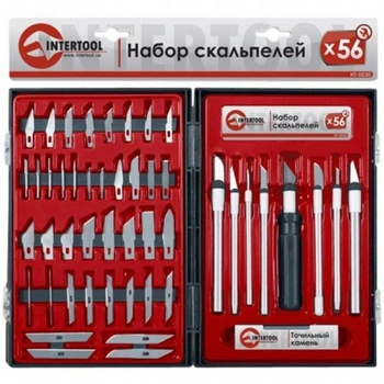 Набор скальпелей INTERTOOL HT-0530 56 шт в пластиковом футляре