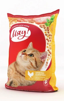 Сухий корм для дорослих котів та кішок Мяу! "З куркою" 14кг