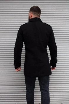 Пальто кашемировое R.A. Shoulder Straps Black чёрное 1679-1
