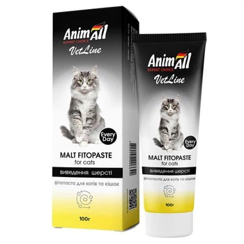 Фитопаста AnimAll VetLine Malt для вывода шерсти у кошек, 100 г