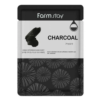 Тканевая маска для лица с древесным углем FarmStay Visible Difference Mask Sheet Charcoal 23 ml