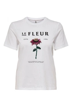 Футболка ONLY ONLKITA REG S/S LEFLEUR TOP BOX JRS XS Белый 15254498-Bright White-Print:FLEUR