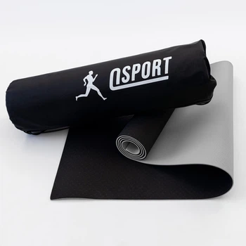 Коврик для йоги и фитнеса + чехол (мат, каремат спортивный) OSPORT Yoga ECO Pro 6мм (n-0007) Черно-серый
