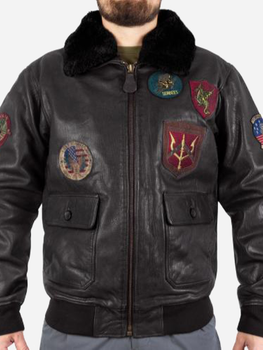 Куртка льотна шкіряна MIL-TEC Sturm Flight Jacket Top Gun Leather with Fur Collar 10470002 2XL Black (2000980537303)