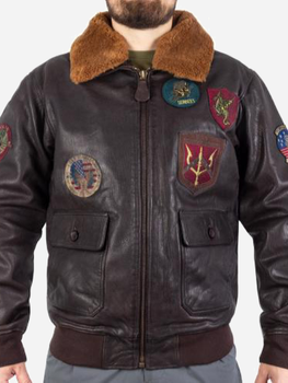 Куртка льотна шкіряна MIL-TEC Sturm Flight Jacket Top Gun Leather with Fur Collar 10470009 2XL Brown (2000980537358)
