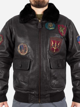 Куртка лётная кожанная MIL-TEC Sturm Flight Jacket Top Gun Leather with Fur Collar 10470002 3XL Black (2000980537419)