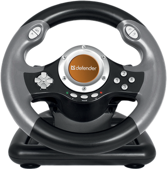 Игровой руль для компьютера с педалями Defender CHALLENGE MINI USB Black-Grey (64351)