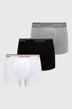 Трусы боксеры, 3 штуки John Frank 54(2XL) Чёрный-Белый-Серый (75399)