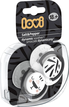 Пустушка Lovi Salt&Pepper силіконова динамічна 18+ місяців Біла із сірим 2 шт. (22/880)