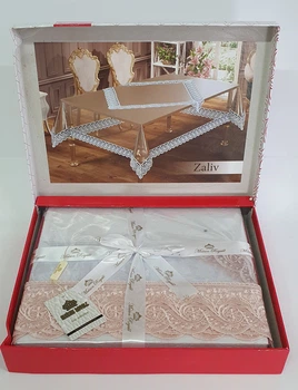Силіконова скатертина з мереживом Maison Royale 160х260 Zaliv Powder