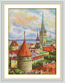 Набор для вышивания по нанесённой на канву схеме "Church 2" . AIDA 14CT printed, 29*38 см