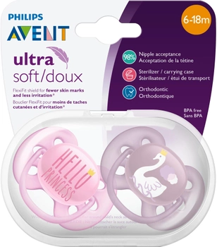 Пустышка Philips AVENT Ultra Soft для девочек 6-18 мес 2 шт (SCF223/02)