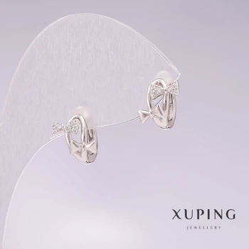 Серьги Xuping родий с белыми стразами 8х10мм, ida55501