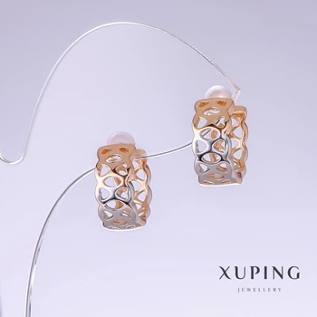 Сережки Xuping, довжина 14мм, товщина 7мм родій, позолота 18к, ida55382