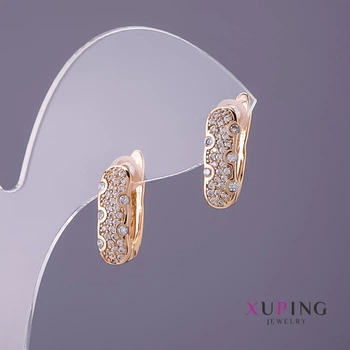 Серьги Xuping белые стразы, диаметр 5 мм, длина 15 мм, цвет золота, ida56701