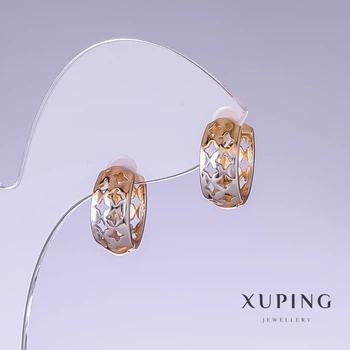 Серьги Xuping, длина 15 мм, толщина 6 мм родий, позолота 18к, ida55351